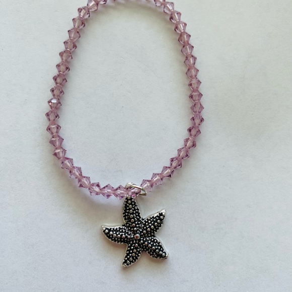 Pink crystal beaded starfish bracelet - Picture 2 of 2